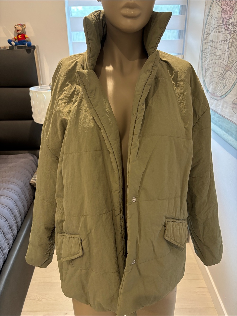Blank NYC Olive Green Women's Puffer Jacket